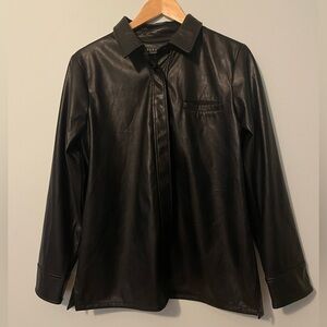 Bagatelle Collection Faux Leather Button Up Shirt Large